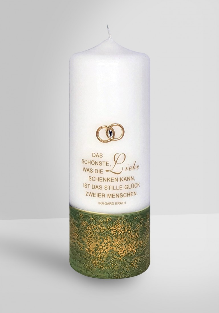 Hochzeitskerze "Modernes Design mit Spruch" Flügel Design und