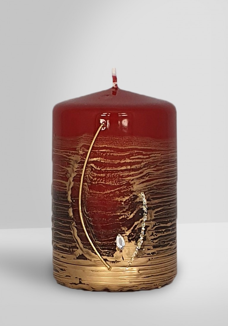 Flügel Stumpenkerze Design "Talida" Dunkelrot