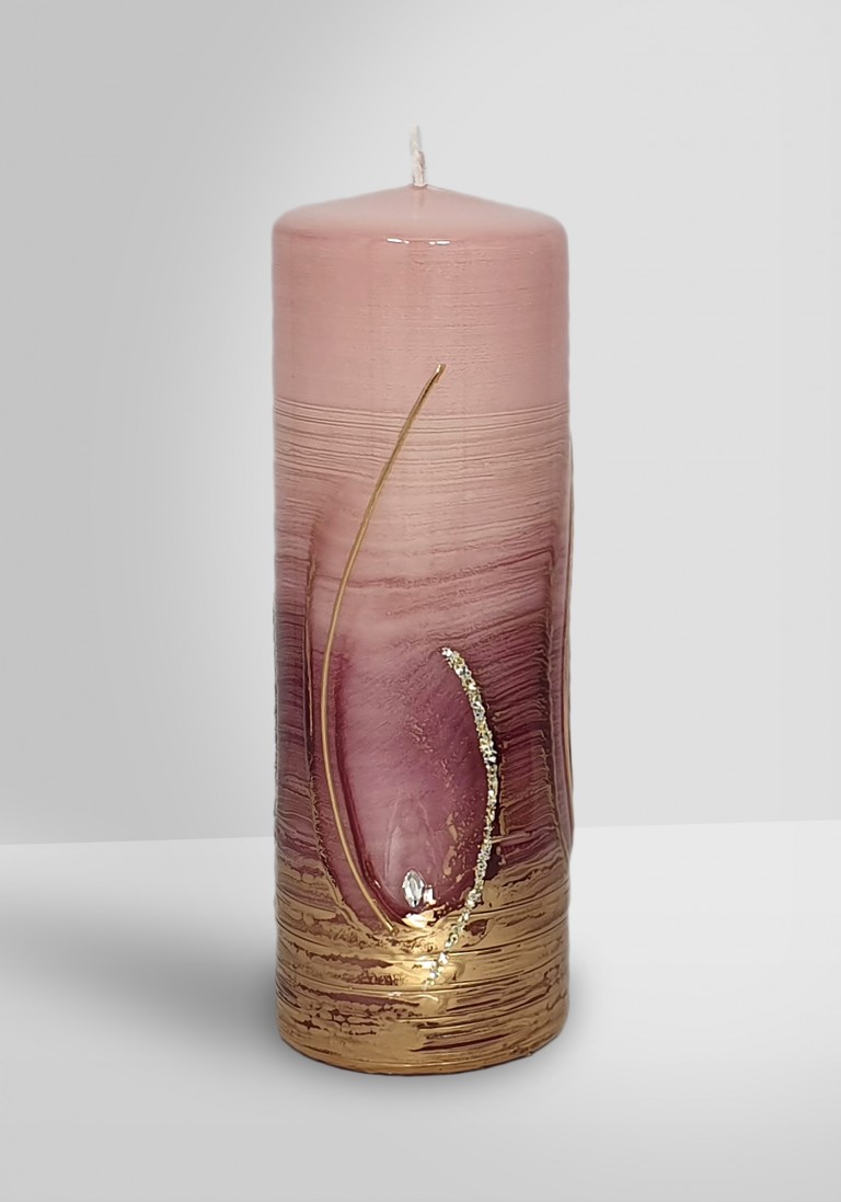 Flügel Stumpenkerze Design "Talida" Rosenholz