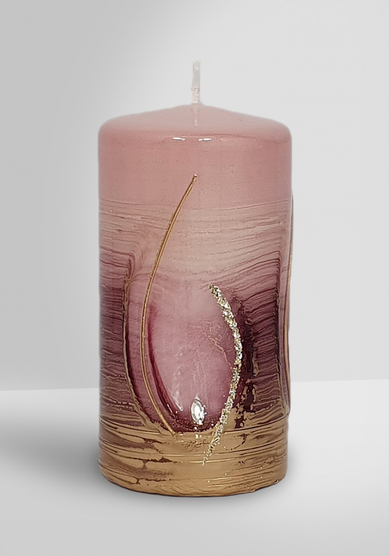 Flügel Stumpenkerze Design "Talida" Rosenholz