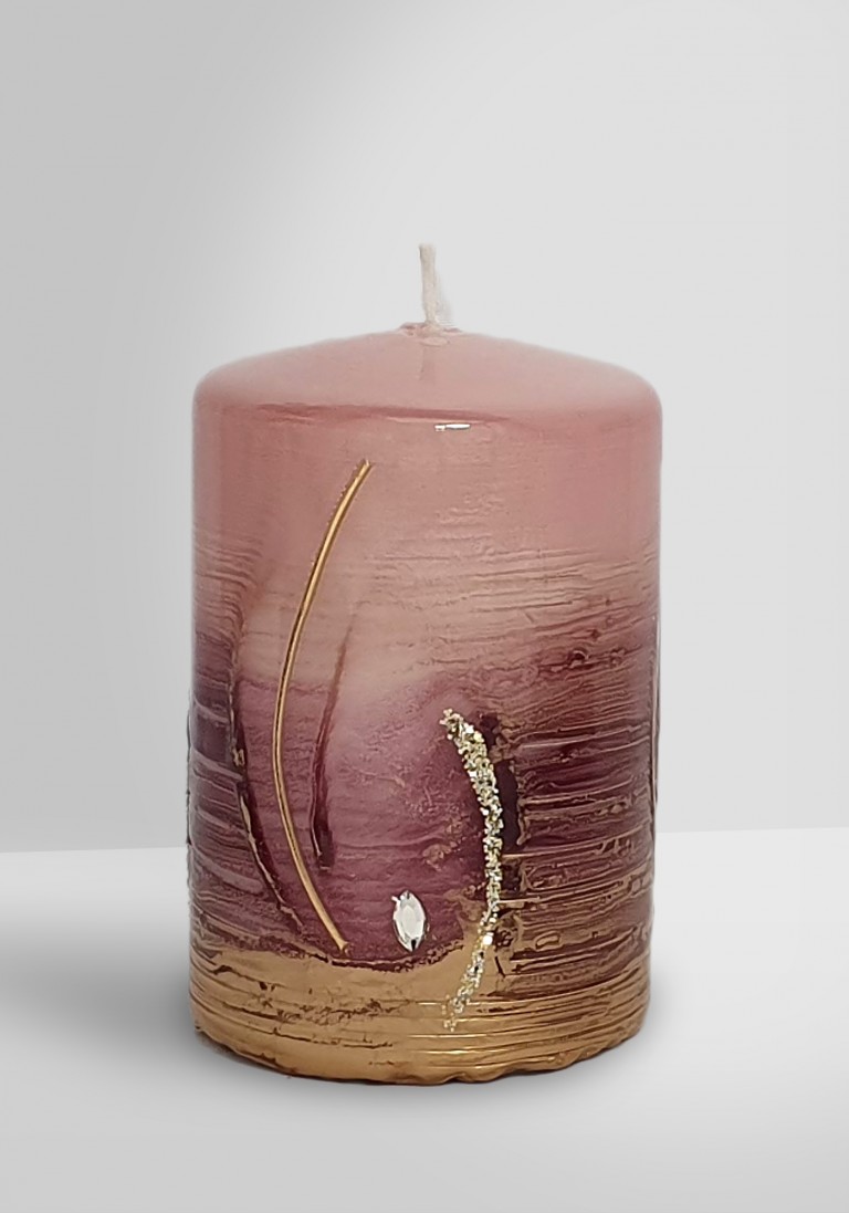 Flügel Stumpenkerze Design "Talida" Rosenholz